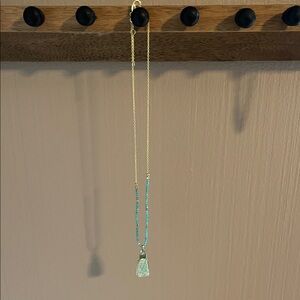 NEW Turquoise and Gold Pendant Necklace and Matching Earrings
